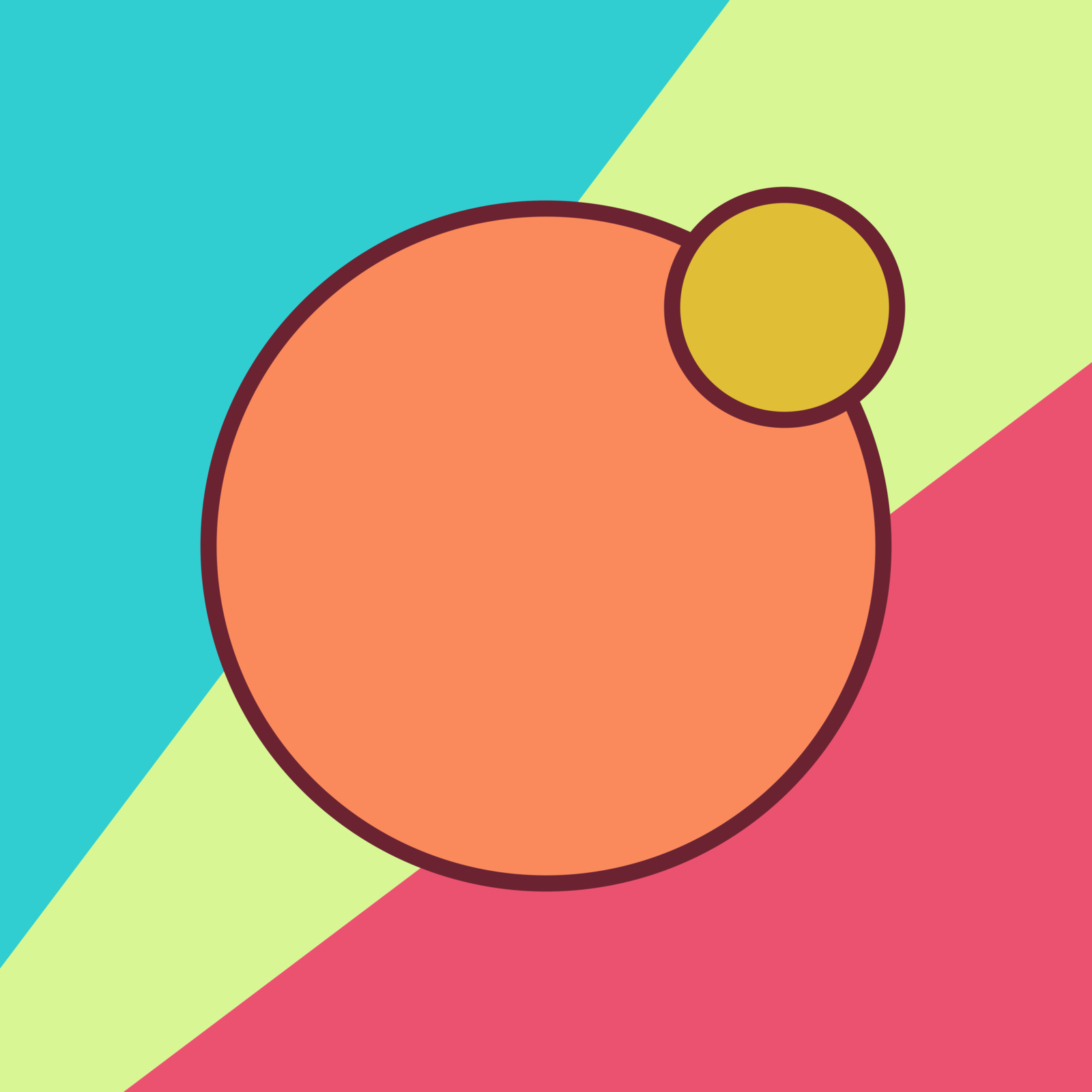 The Visible Data logo: a large orange circle with a dark outline, and a smaller gold circle overlapping its top right edge, on a background split diagonally into turquoise, lime green and pink.
