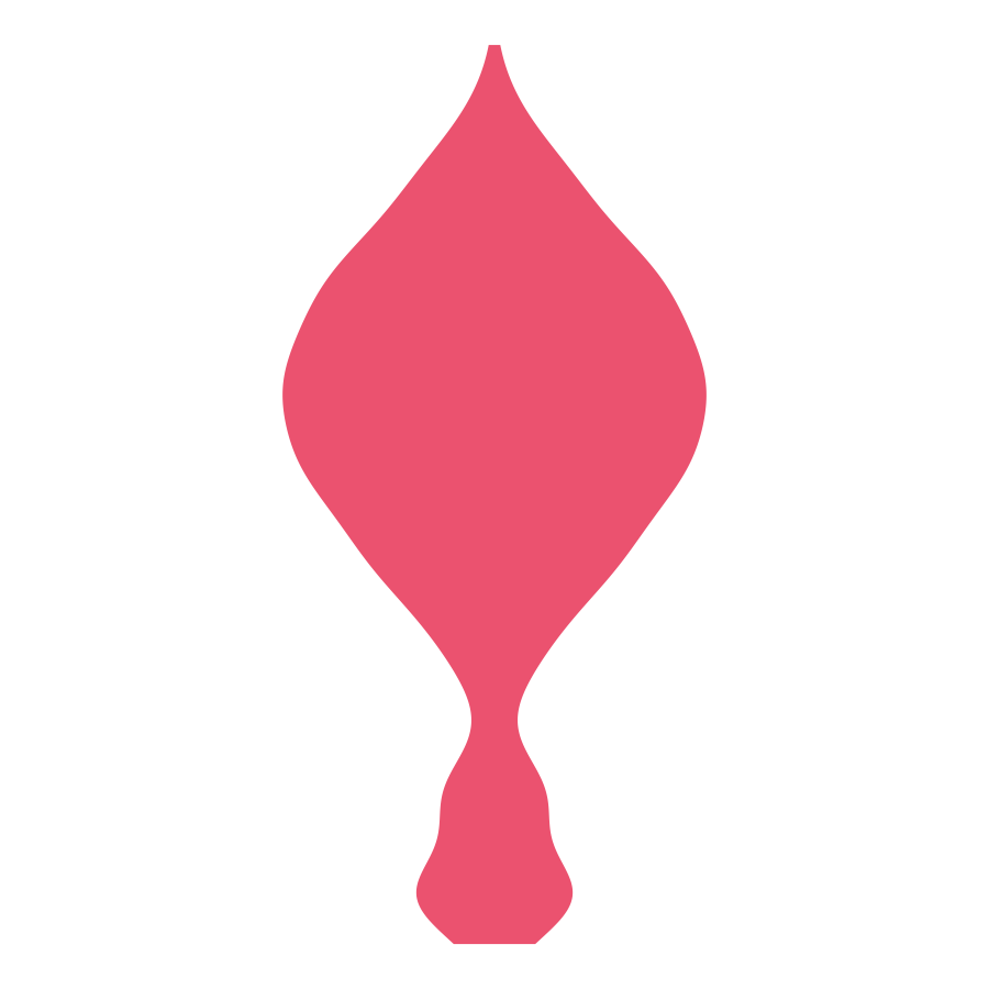 A single pink violin shape that looks like an old-fashioned light bulb: a rounded glass bulb with a pointed tip, narrowing to a small screw base.