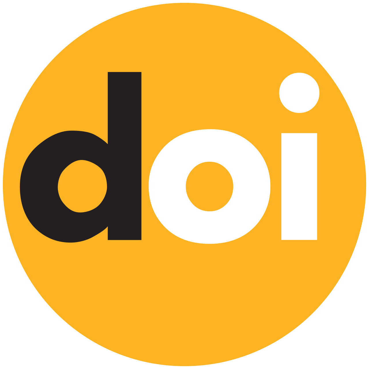 DOI logo, an orange circle enclosing the letters doi.